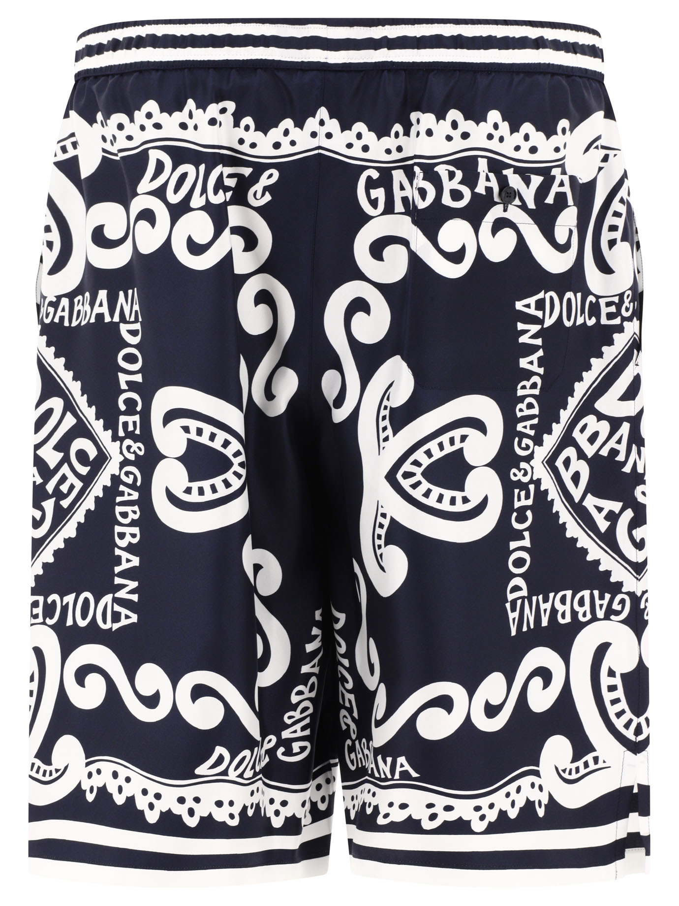 DOLCE & GABBANA Silk shorts with Marina print